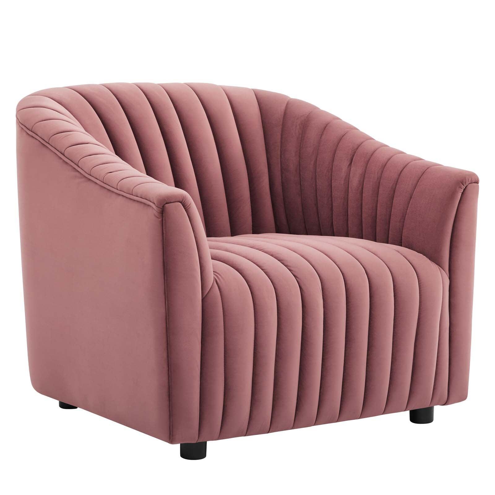 Modway Announce Performance Velvet Channel Tufted Armchair FredCo