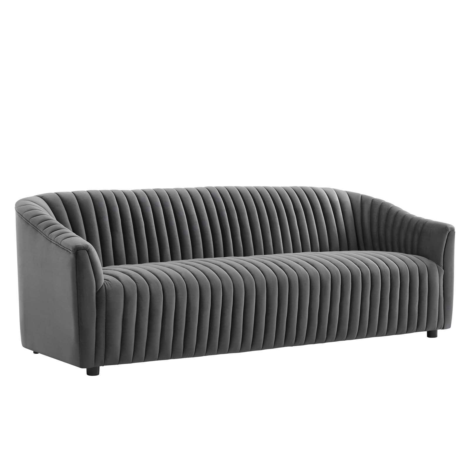 Modway Announce Performance Velvet Channel Tufted Sofa FredCo