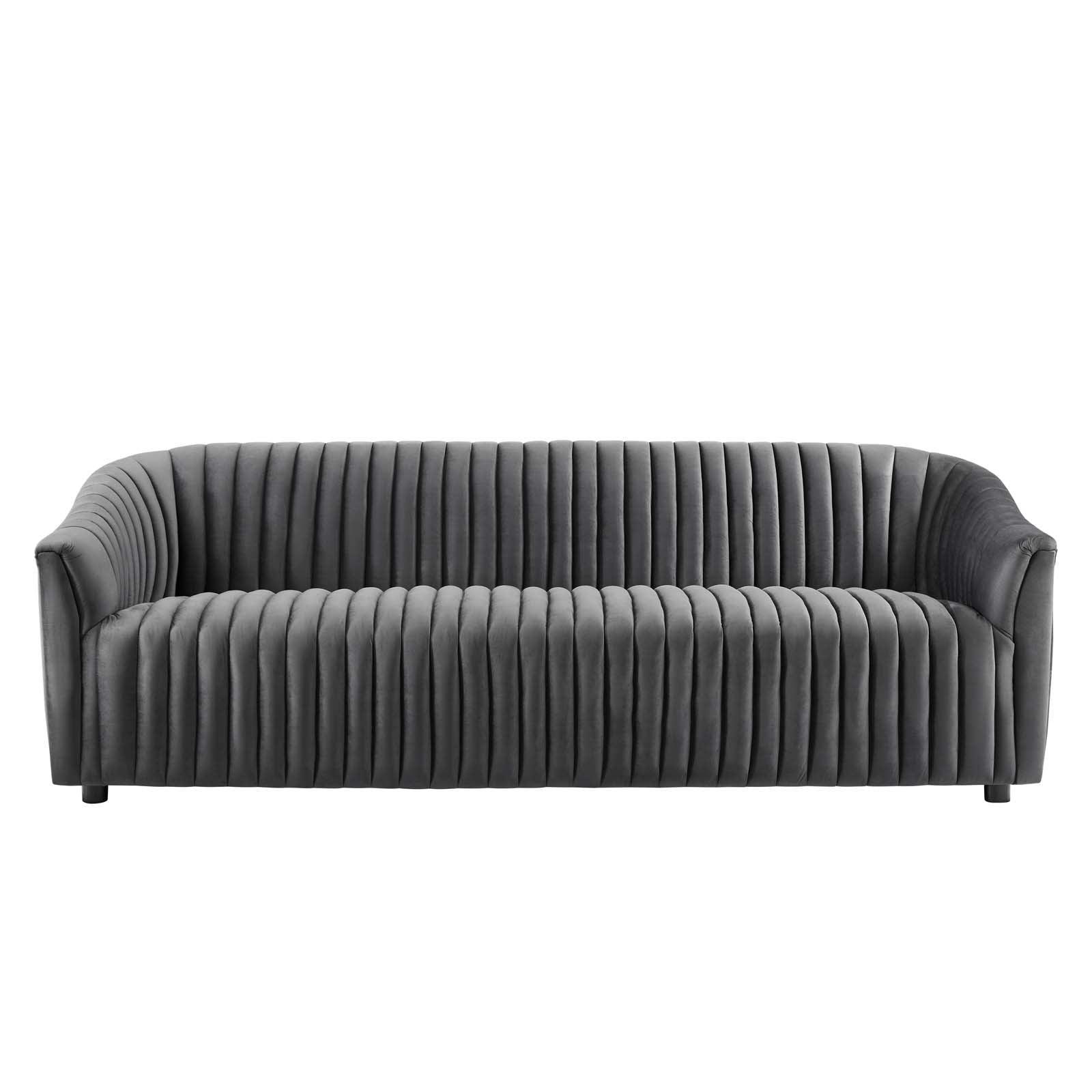 Modway Announce Performance Velvet Channel Tufted Sofa FredCo