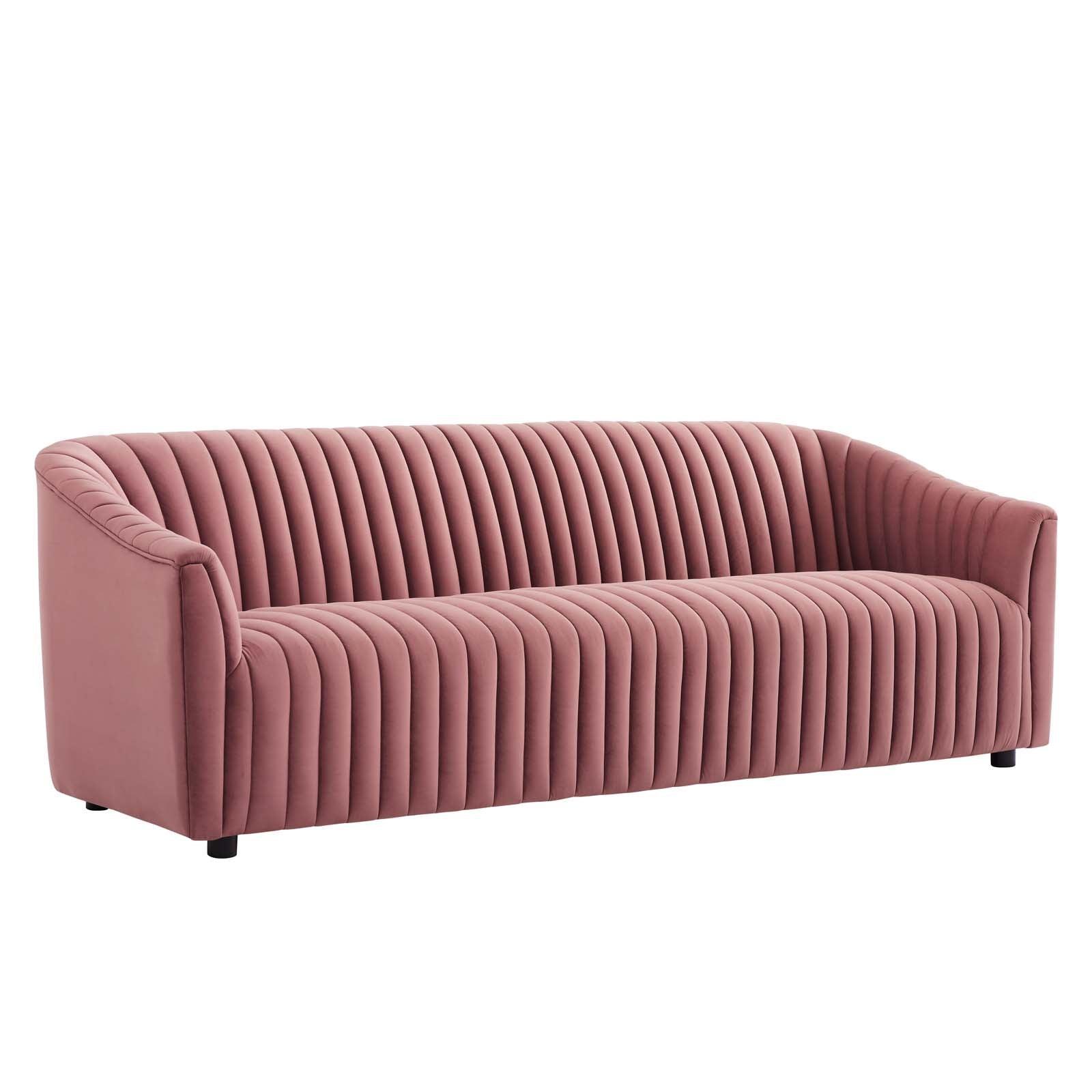 Modway Announce Performance Velvet Channel Tufted Sofa FredCo