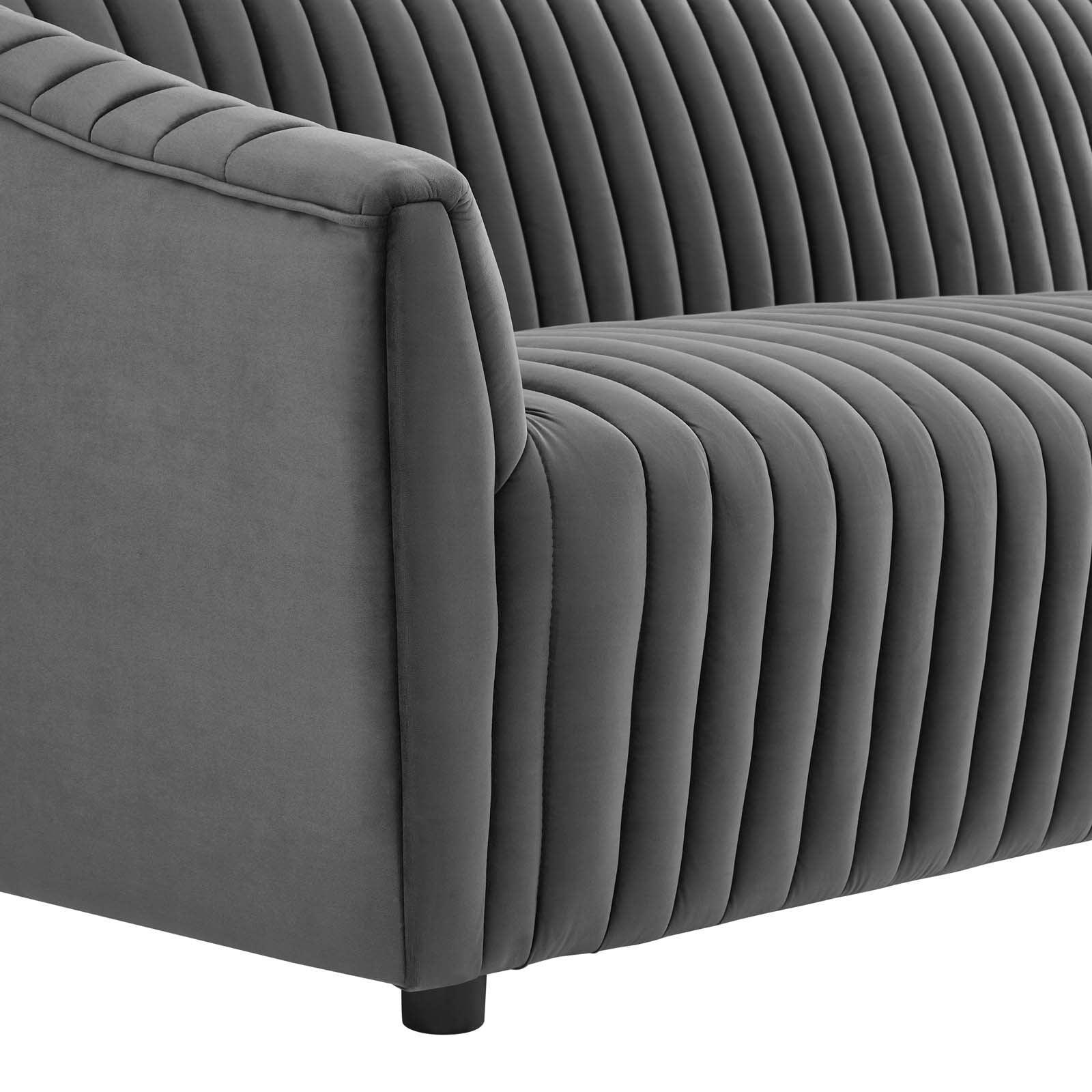 Modway Announce Performance Velvet Channel Tufted Sofa FredCo