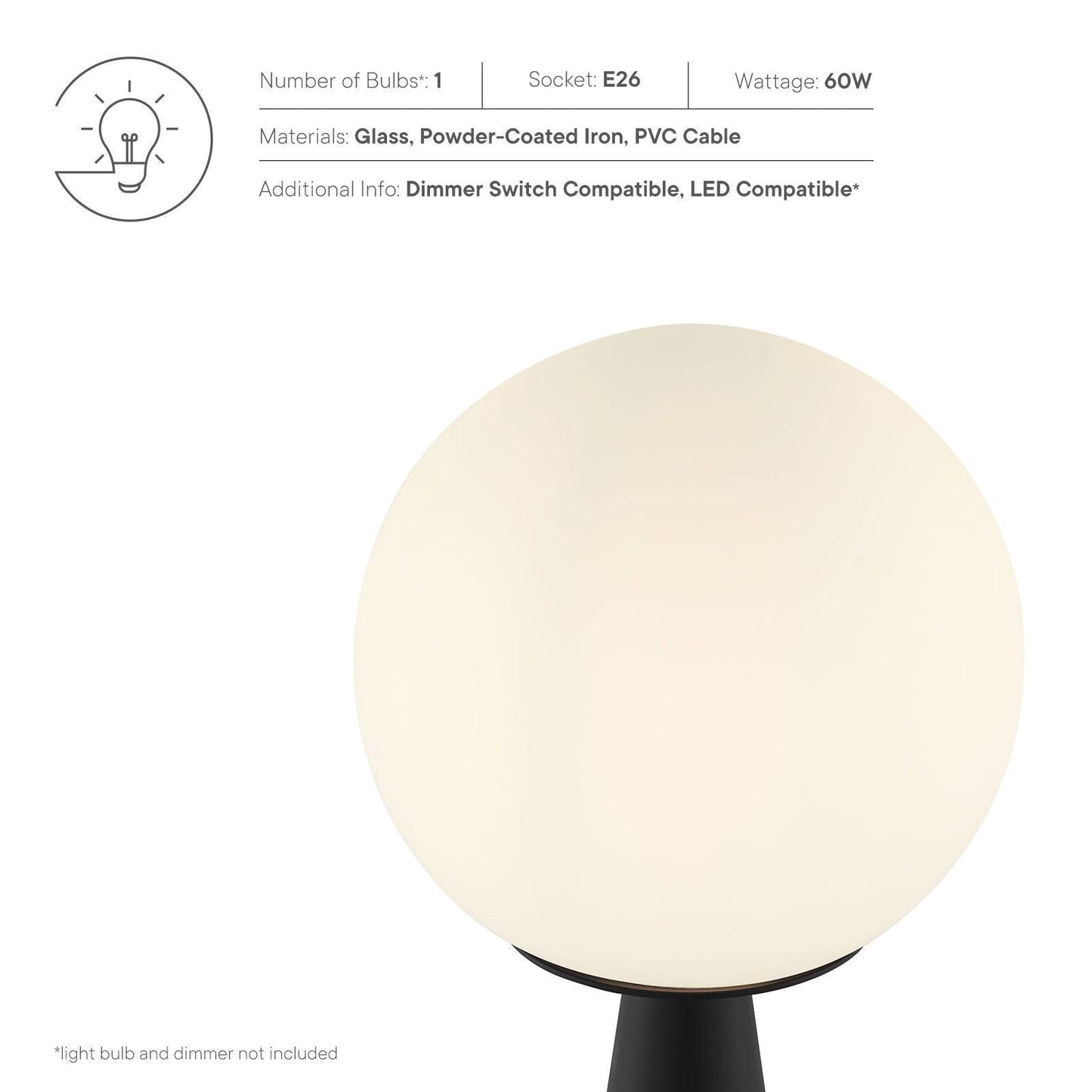 Modway Apex Glass Globe Glass Table Lamp FredCo