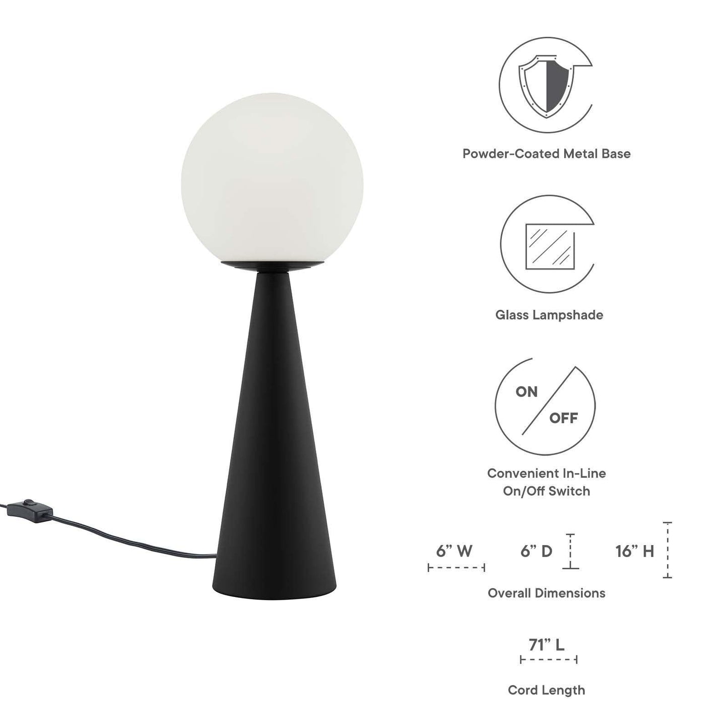 Modway Apex Glass Globe Glass Table Lamp FredCo