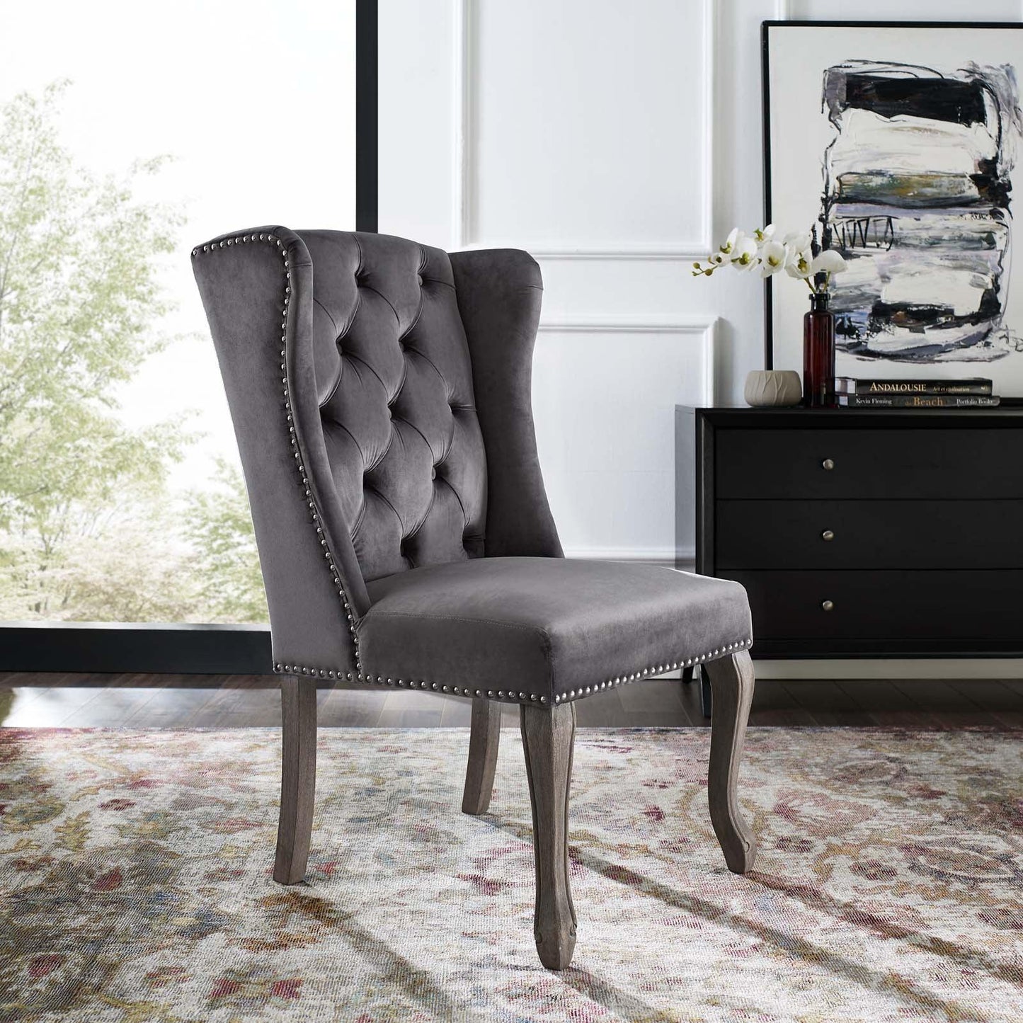 Modway Apprise French Vintage Dining Performance Velvet Side Chair FredCo