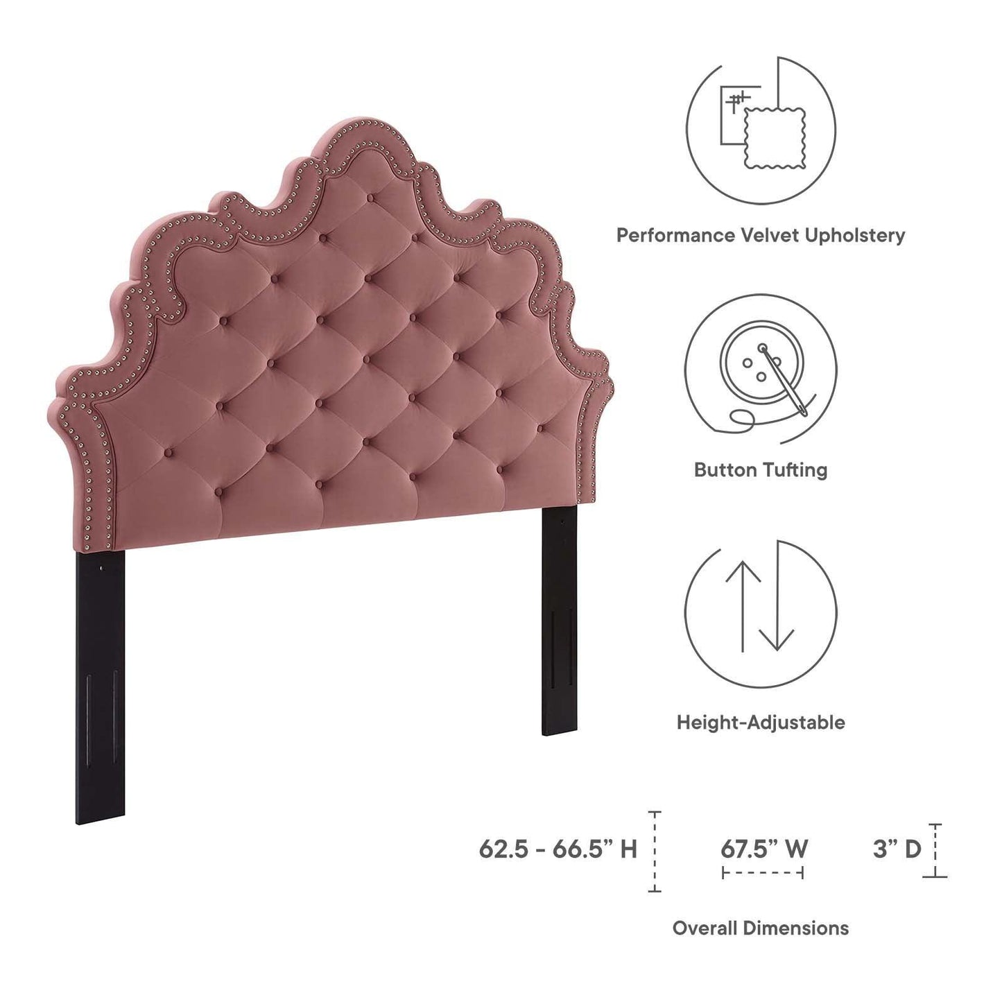 Modway Arabella Button-Tufted Performance Velvet Full/Queen Headboard FredCo
