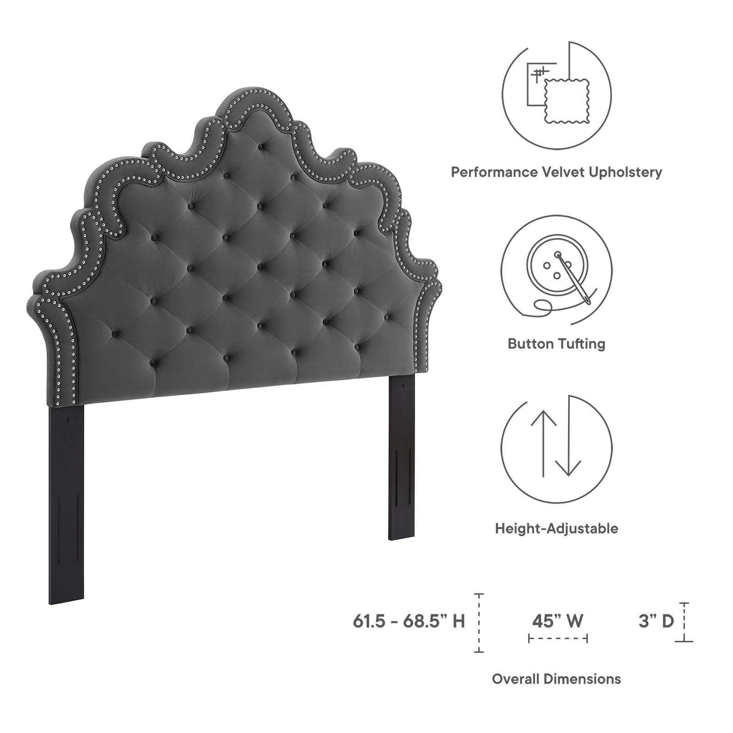 Modway Arabella Button-Tufted Performance Velvet Twin Headboard FredCo