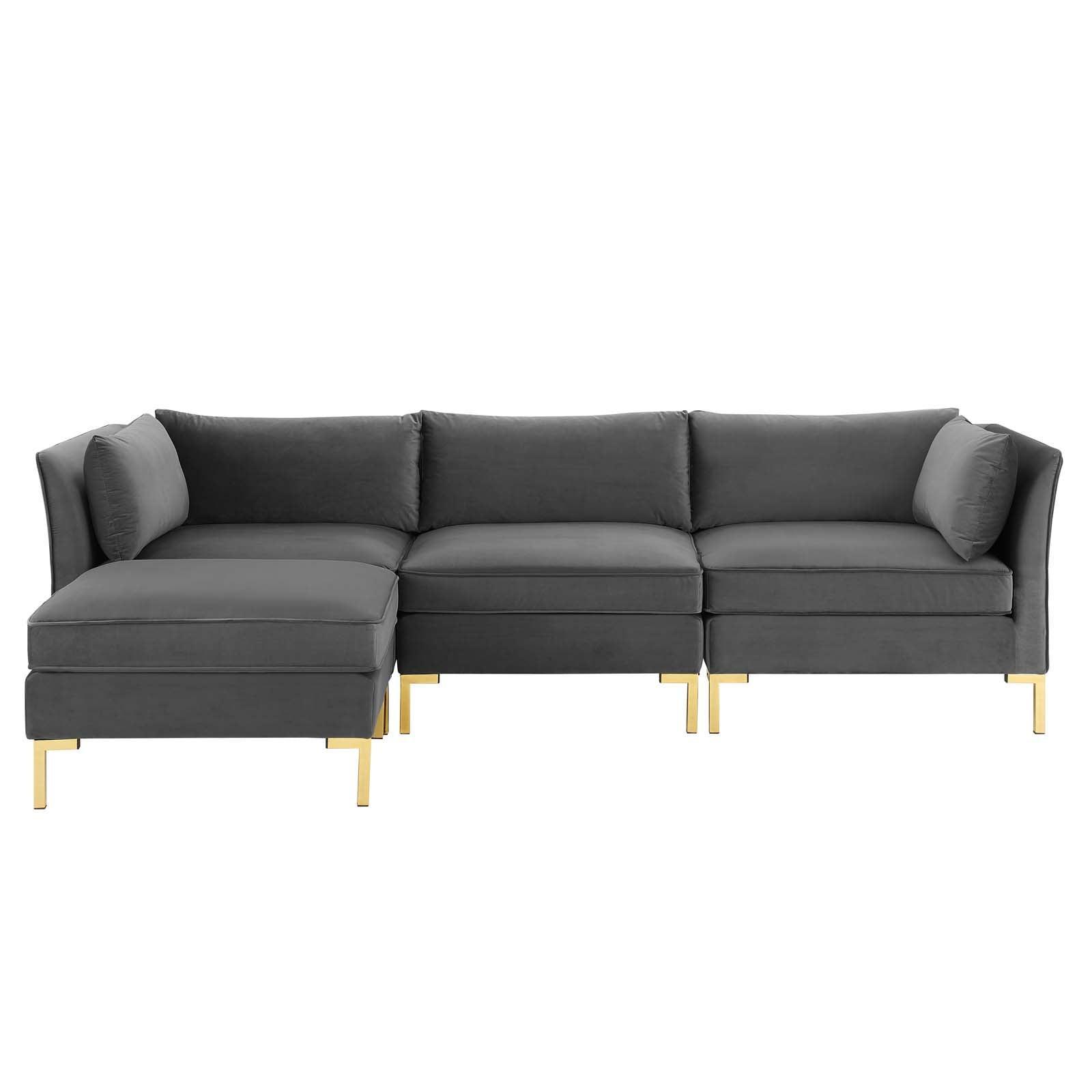 Modway Ardent 4-Piece Performance Velvet Sectional Sofa FredCo
