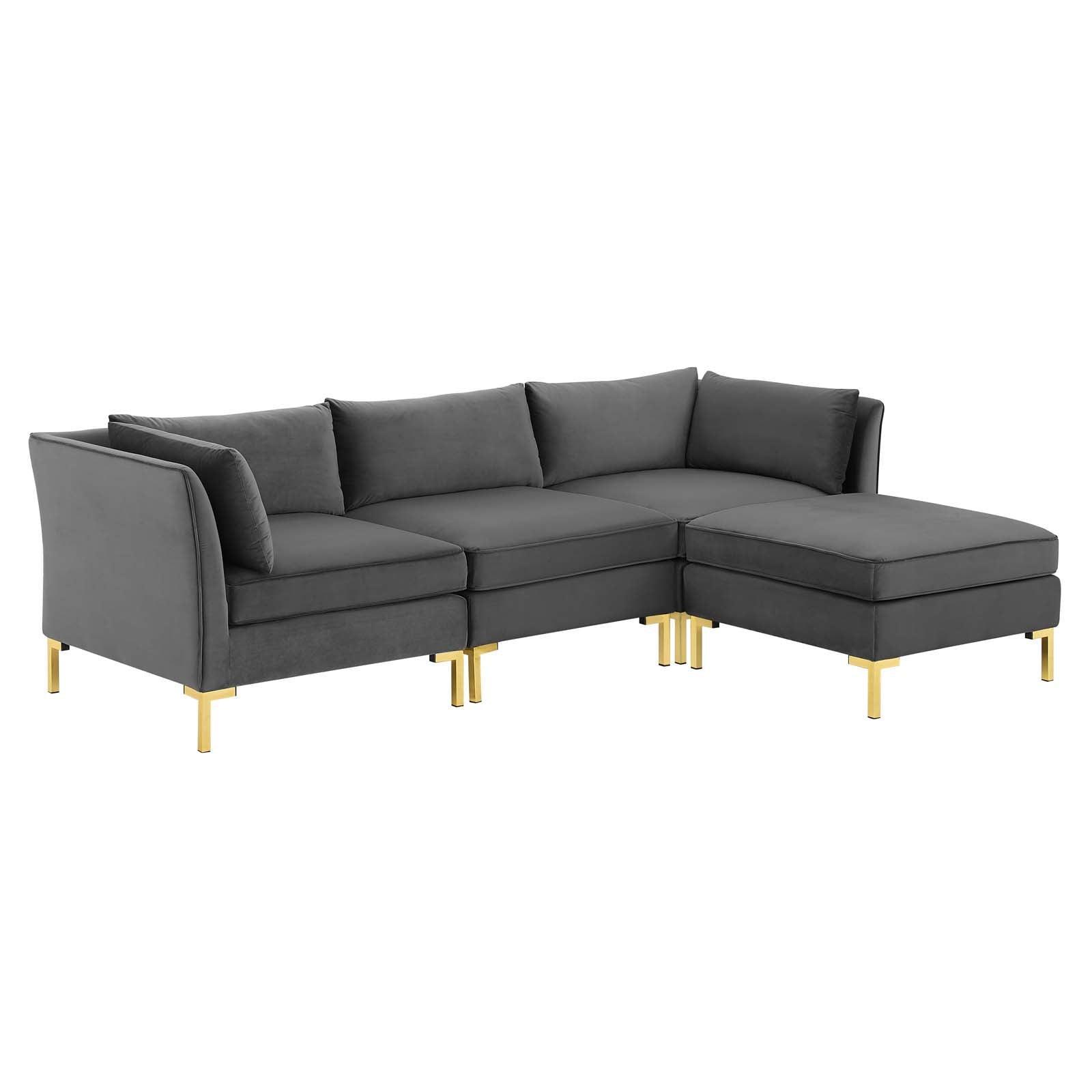 Modway Ardent 4-Piece Performance Velvet Sectional Sofa FredCo