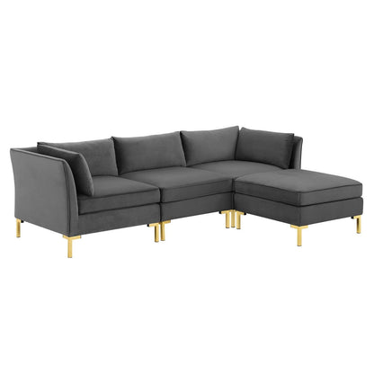 Modway Ardent 4-Piece Performance Velvet Sectional Sofa FredCo
