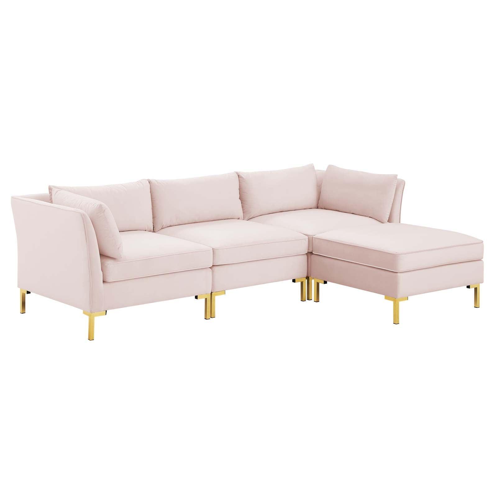 Modway Ardent 4-Piece Performance Velvet Sectional Sofa FredCo