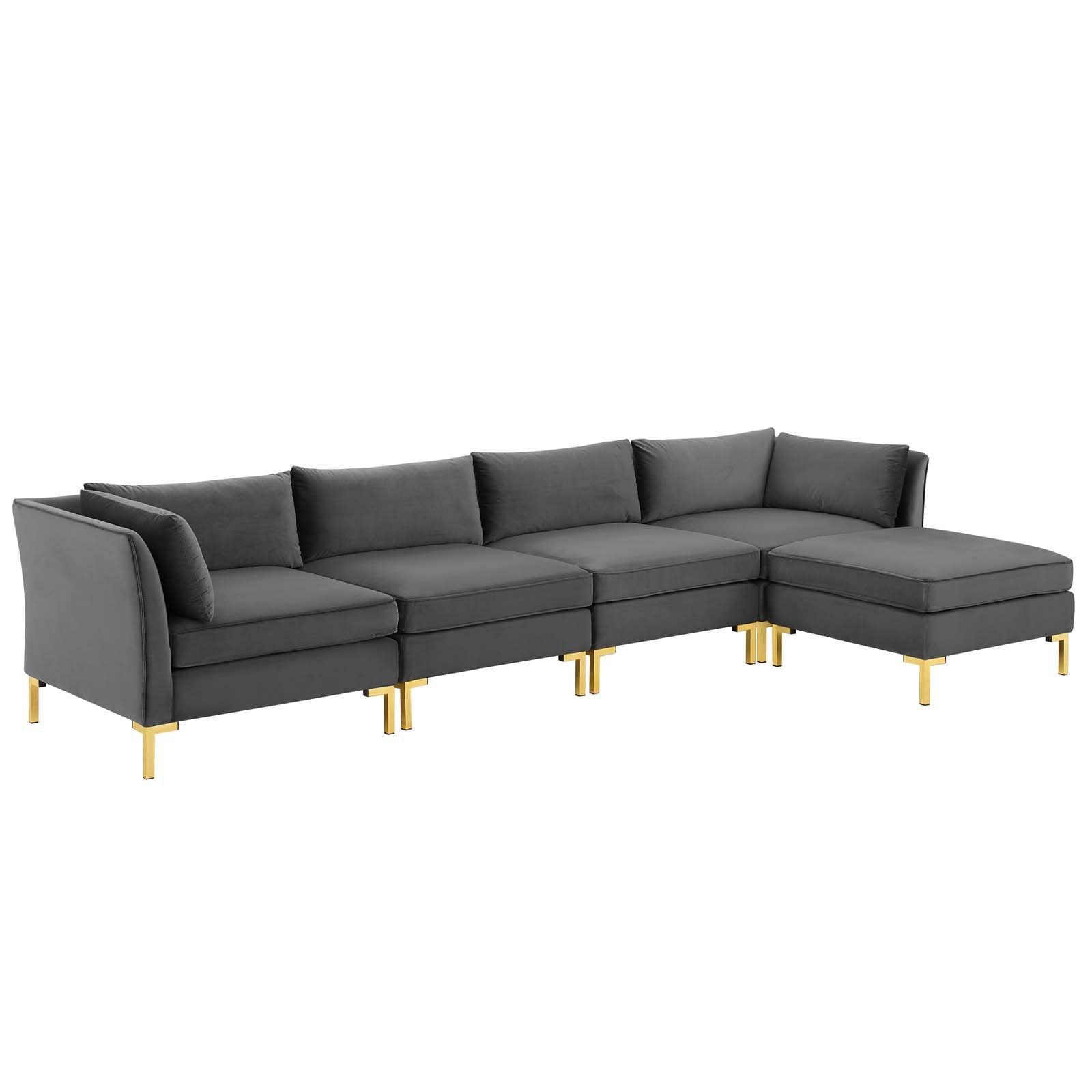 Modway Ardent 5-Piece Performance Velvet Sectional Sofa FredCo