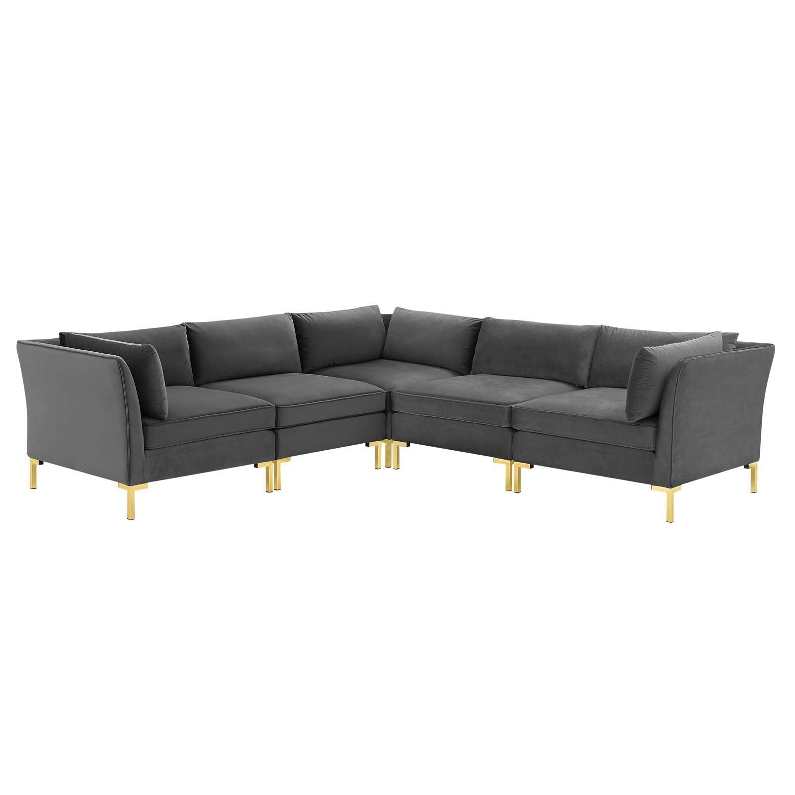 Modway Ardent 5-Piece Performance Velvet Sectional Sofa, EEI-4275 FredCo