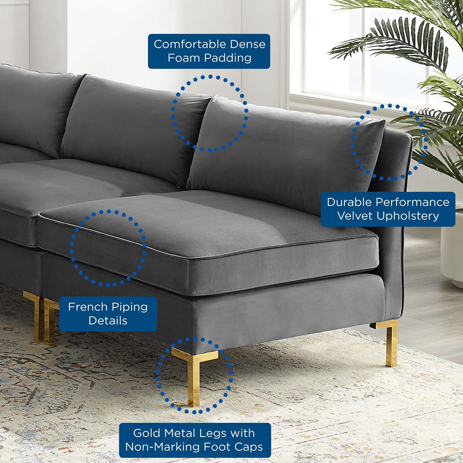 Modway Ardent 5-Piece Performance Velvet Sectional Sofa, EEI-4276 FredCo