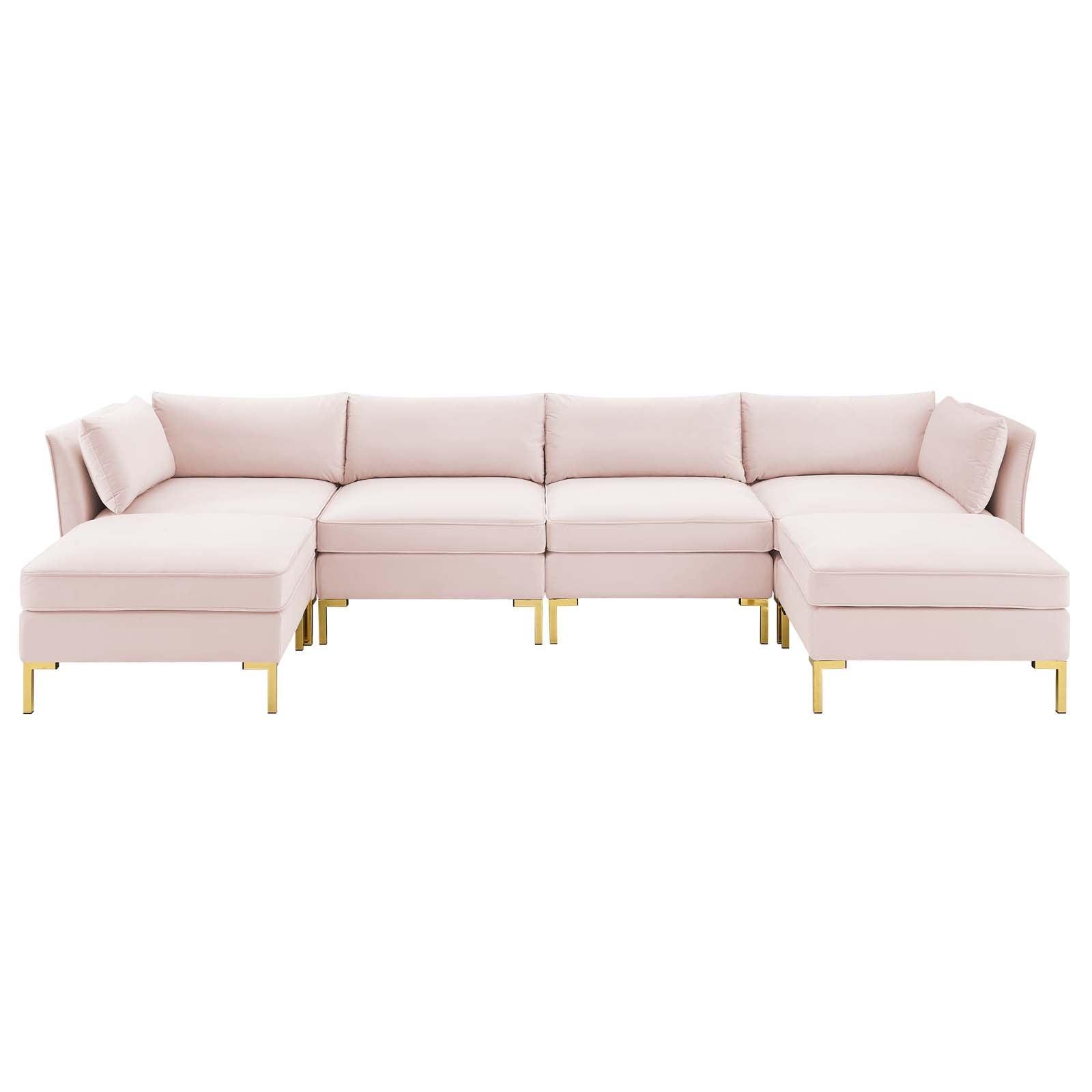 Modway Ardent 6-Piece Performance Velvet Sectional Sofa FredCo