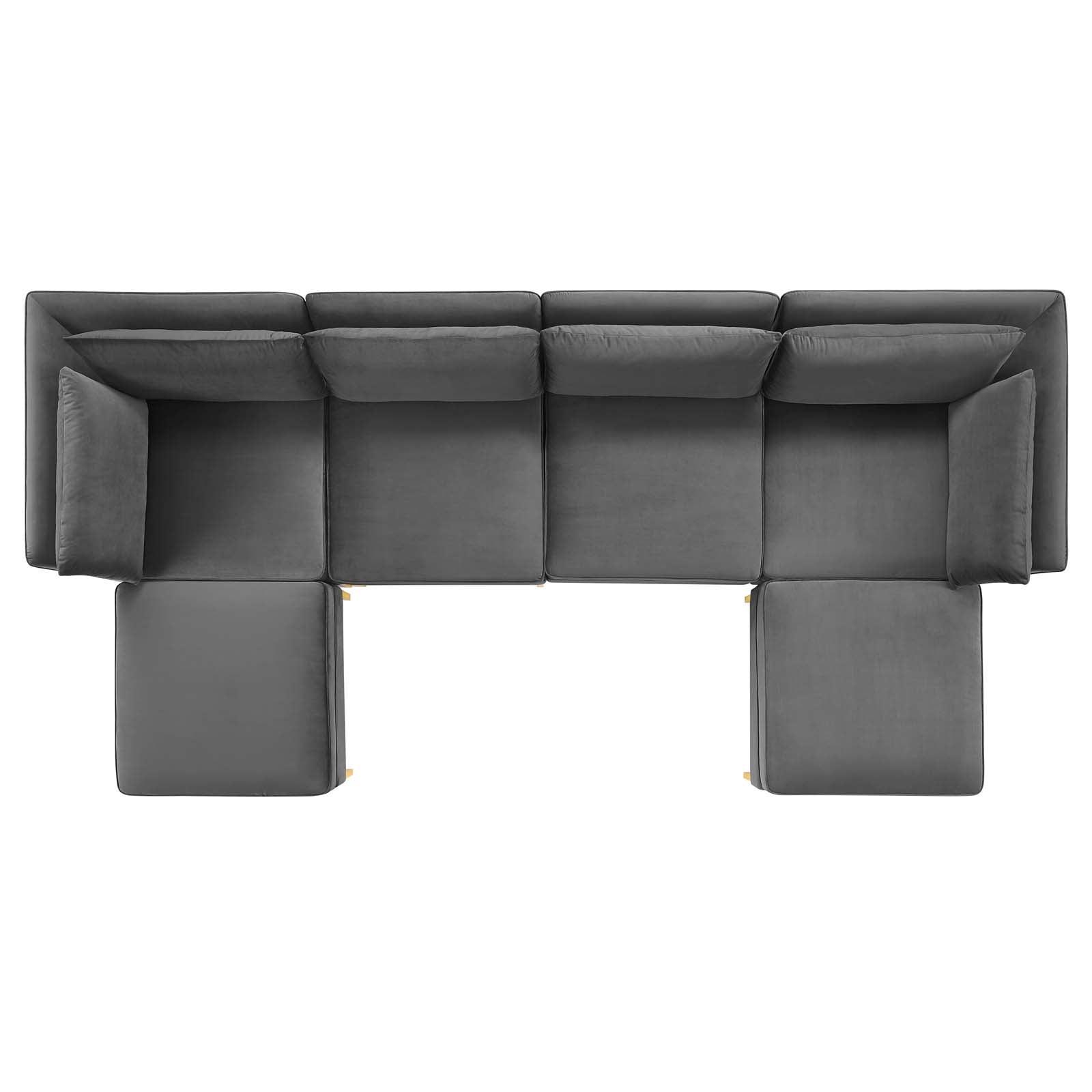 Modway Ardent 6-Piece Performance Velvet Sectional Sofa FredCo