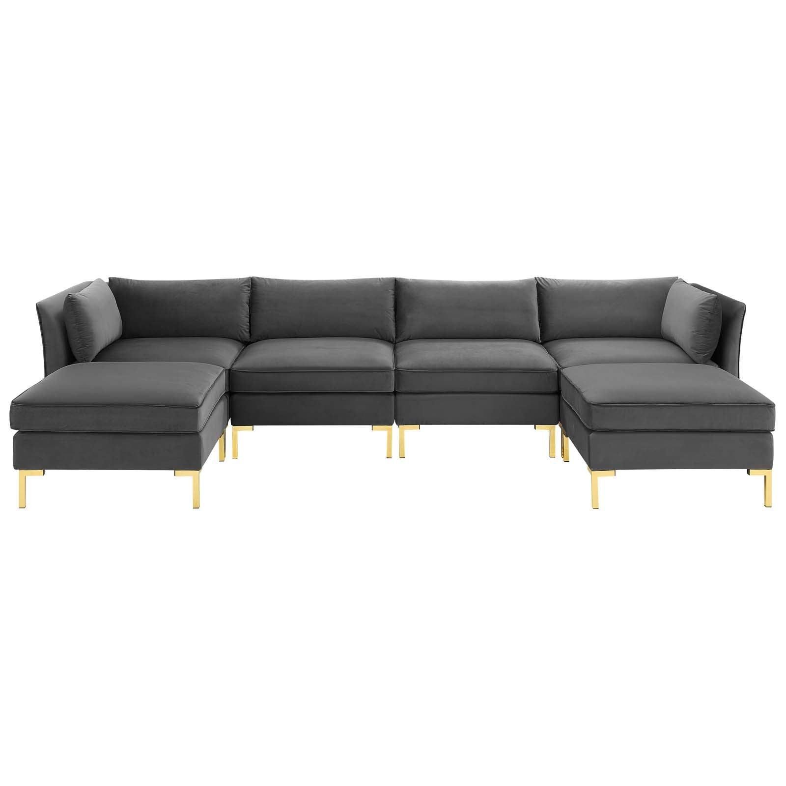 Modway Ardent 6-Piece Performance Velvet Sectional Sofa FredCo