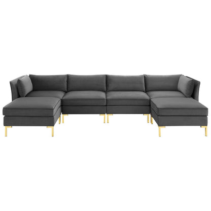 Modway Ardent 6-Piece Performance Velvet Sectional Sofa FredCo