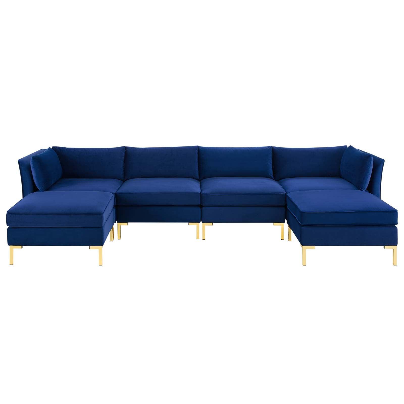 Modway Ardent 6-Piece Performance Velvet Sectional Sofa FredCo