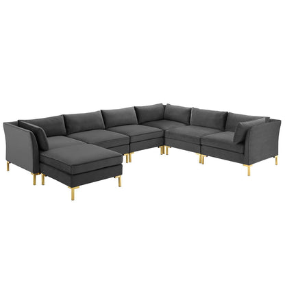 Modway Ardent 7-Piece Performance Velvet Sectional Sofa FredCo