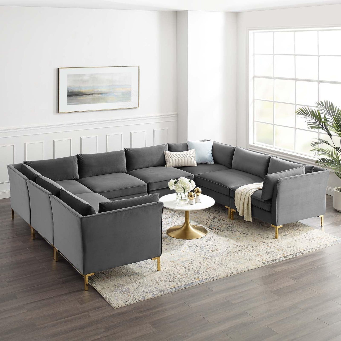 Modway Ardent 8-Piece Performance Velvet Sectional Sofa FredCo