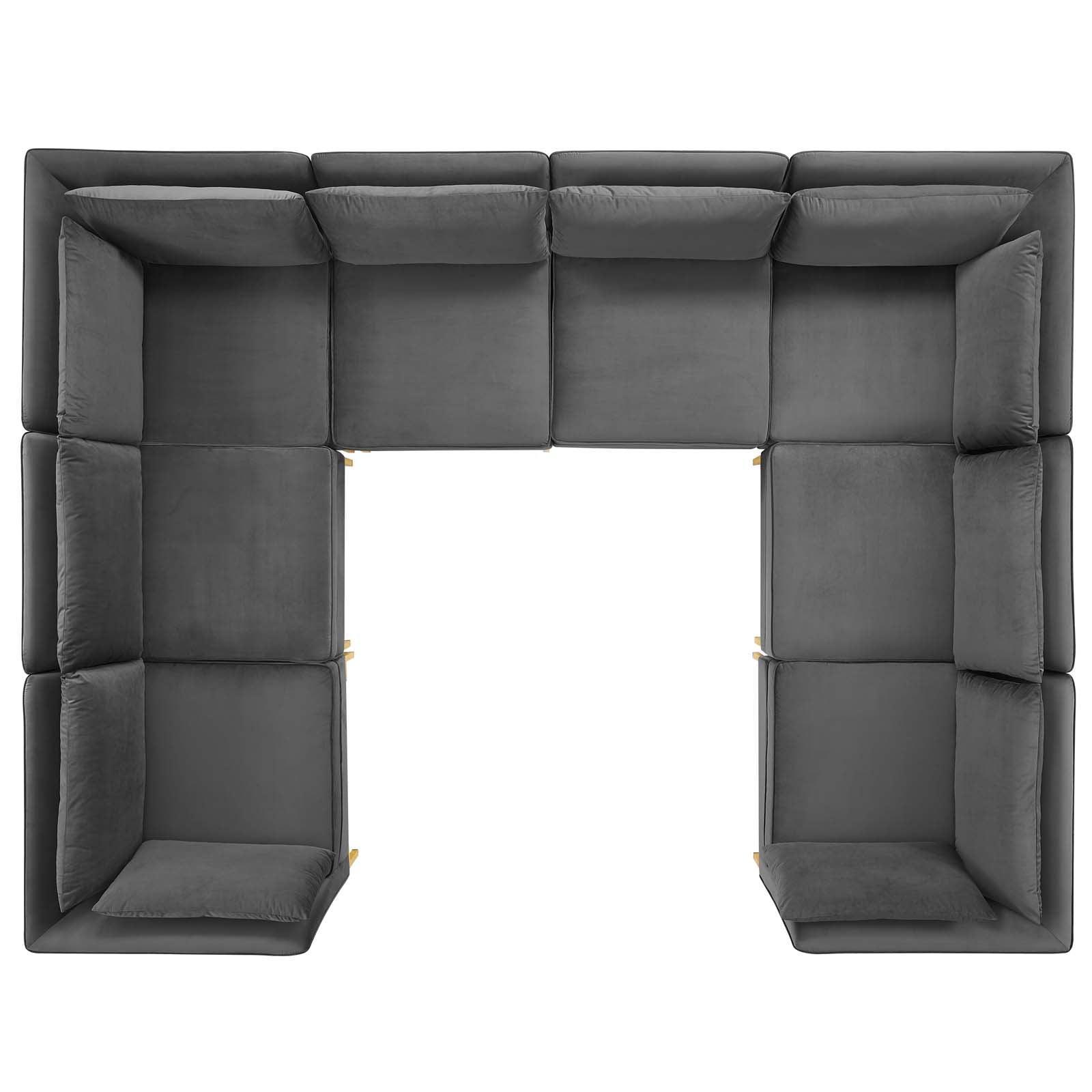 Modway Ardent 8-Piece Performance Velvet Sectional Sofa FredCo