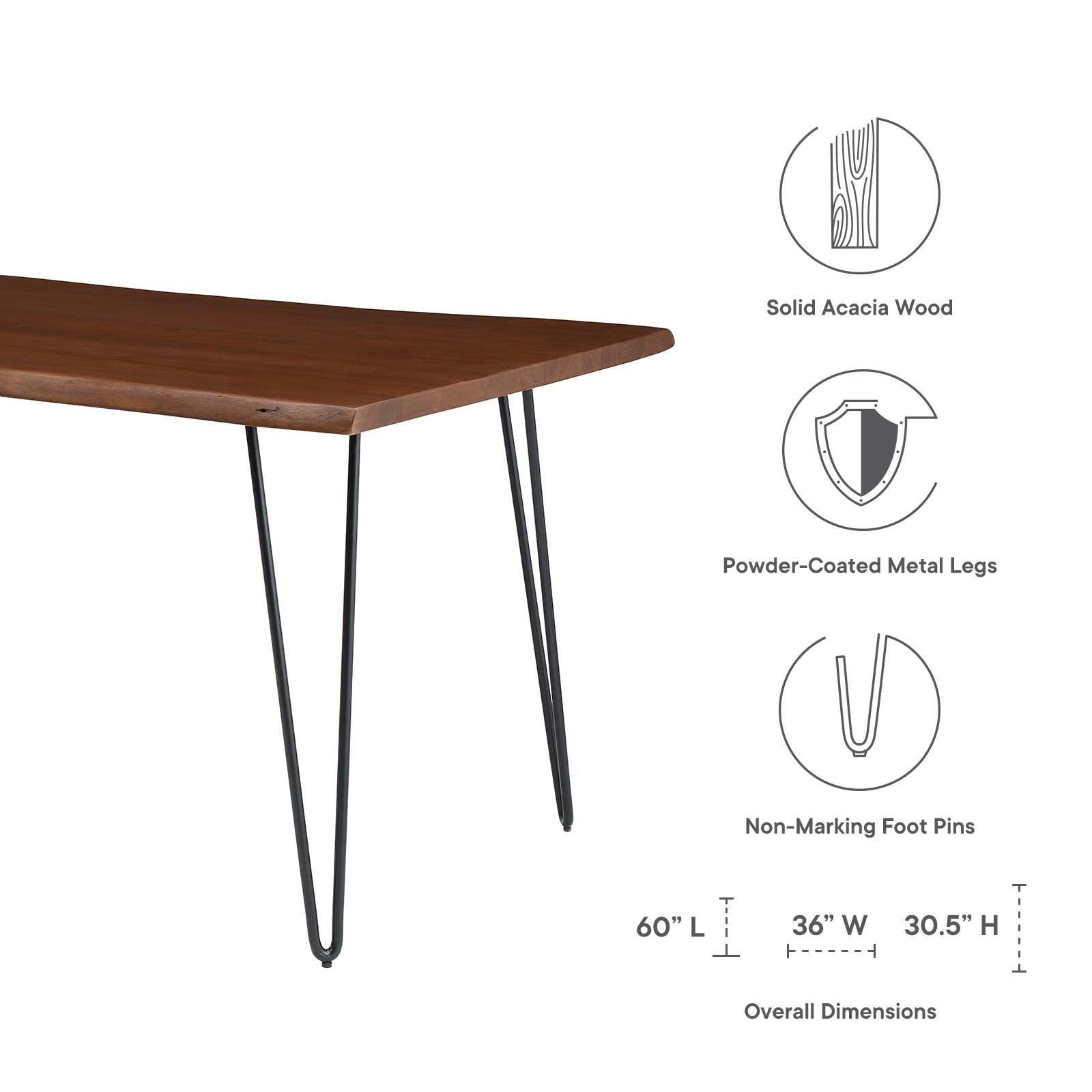 Modway Ardor 60" Live Edge Acacia Wood Dining Table FredCo