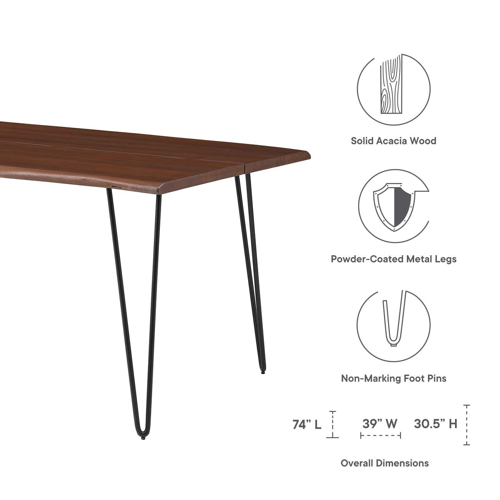 Modway Ardor 74" Live Edge Acacia Wood Dining Table FredCo