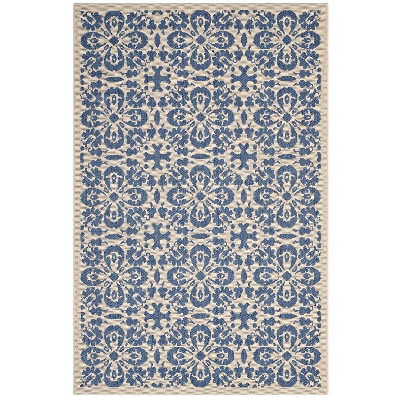 Modway Ariana Vintage Floral Trellis Indoor and Outdoor Area Rug FredCo