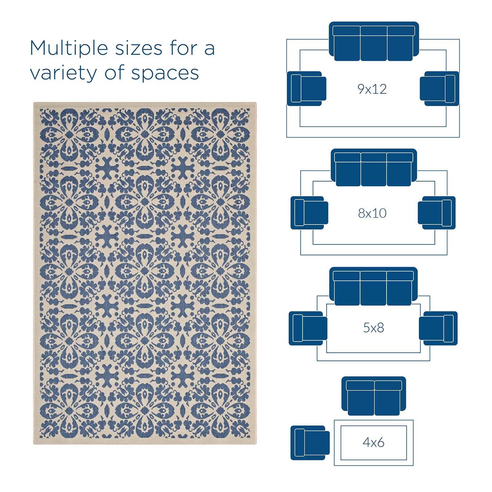 Modway Ariana Vintage Floral Trellis Indoor and Outdoor Area Rug FredCo