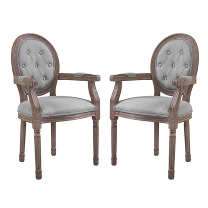 Modway Arise Vintage French Upholstered Fabric Dining Armchair Set of 2 FredCo