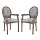 Modway Arise Vintage French Upholstered Fabric Dining Armchair Set of 2 FredCo