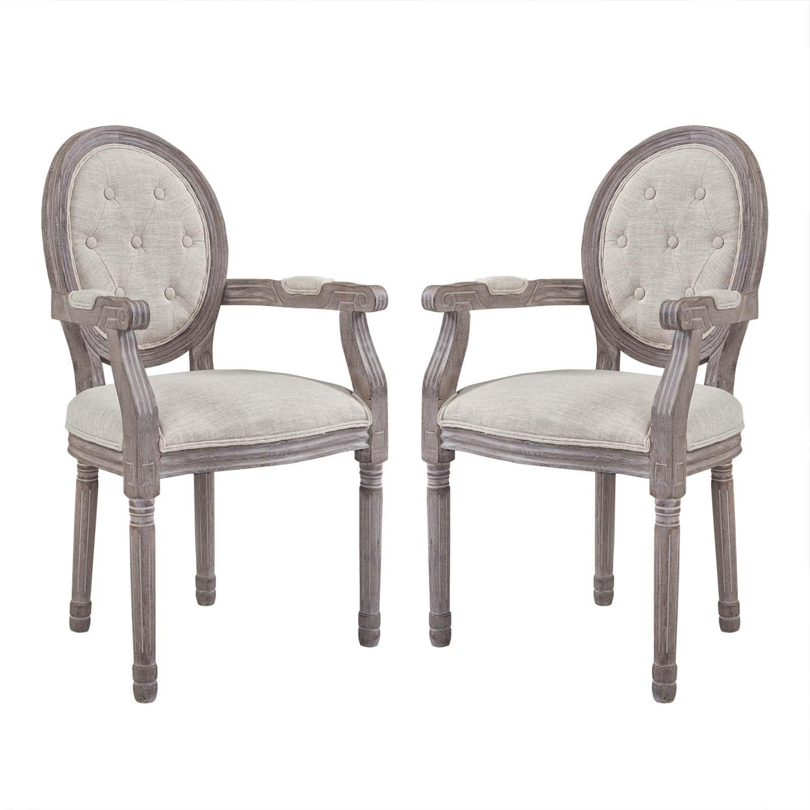 Modway Arise Vintage French Upholstered Fabric Dining Armchair Set of 2 FredCo