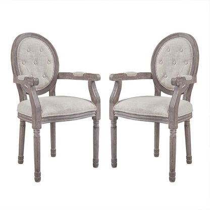 Modway Arise Vintage French Upholstered Fabric Dining Armchair Set of 2 FredCo