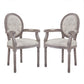 Modway Arise Vintage French Upholstered Fabric Dining Armchair Set of 2 FredCo