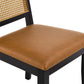 Modway Arlo Vegan Leather Upholstered Faux Rattan and Wood Dining Side Chairs - Set of 2 FredCo