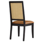 Modway Arlo Vegan Leather Upholstered Faux Rattan and Wood Dining Side Chairs - Set of 2 FredCo