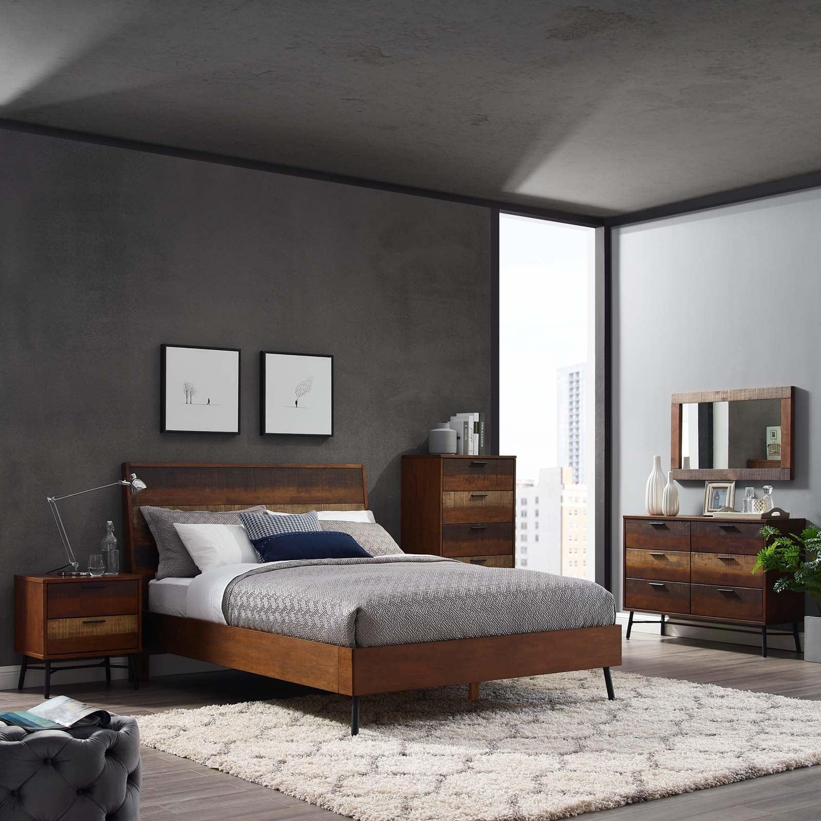Modway Arwen Queen Rustic Wood Bed FredCo