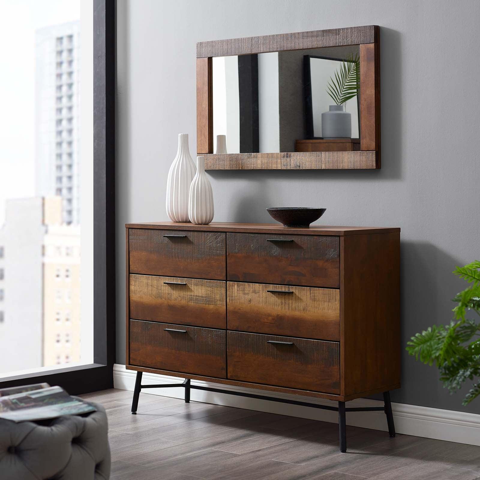 Modway Arwen Rustic Wood Frame Mirror FredCo