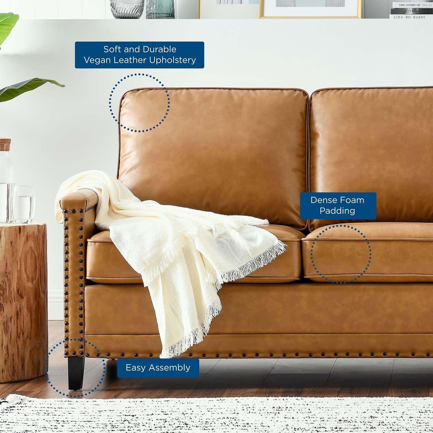 Modway Ashton Vegan Leather Sofa FredCo