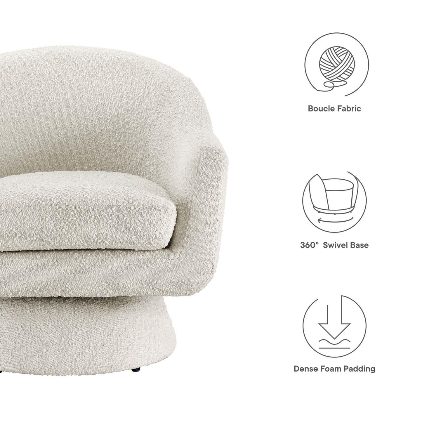 Modway Astral Boucle Fabric Swivel Chair FredCo