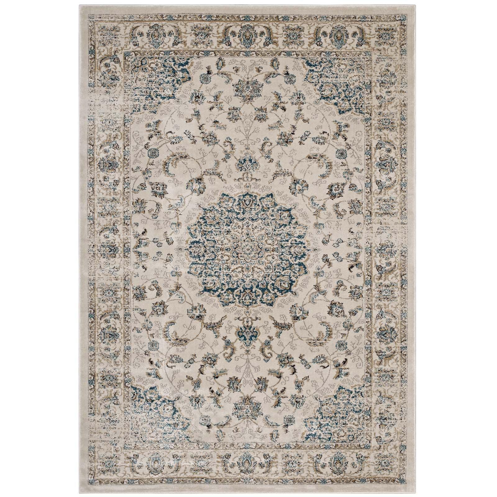 Modway Atara Distressed Vintage Persian Medallion Area Rug FredCo