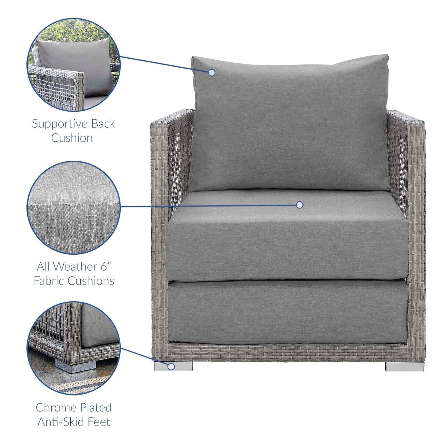 Modway Aura 3 Piece Outdoor Patio Wicker Rattan Set, EEI-3597 FredCo