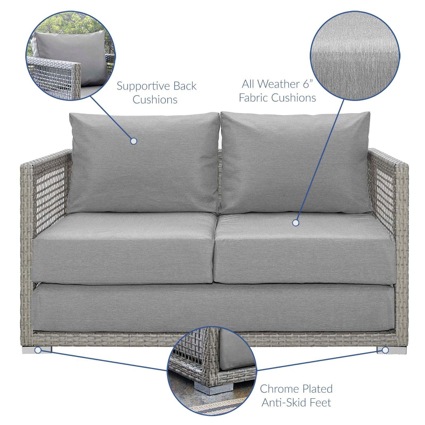 Modway Aura 3 Piece Outdoor Patio Wicker Rattan Set, EEI-3598 FredCo