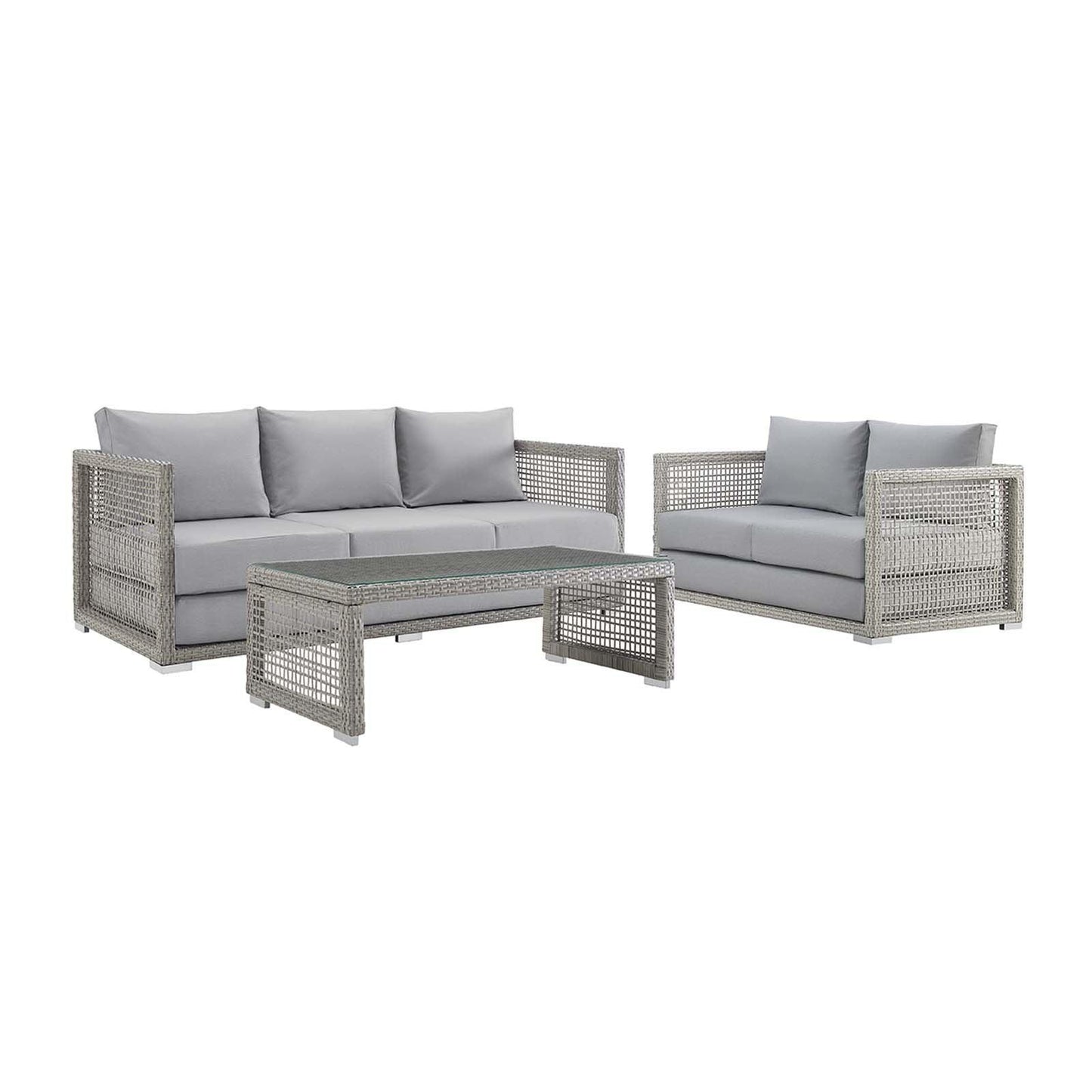 Modway Aura 3 Piece Outdoor Patio Wicker Rattan Set, EEI-3598 FredCo