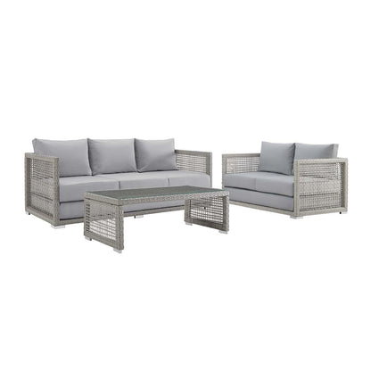 Modway Aura 3 Piece Outdoor Patio Wicker Rattan Set, EEI-3598 FredCo