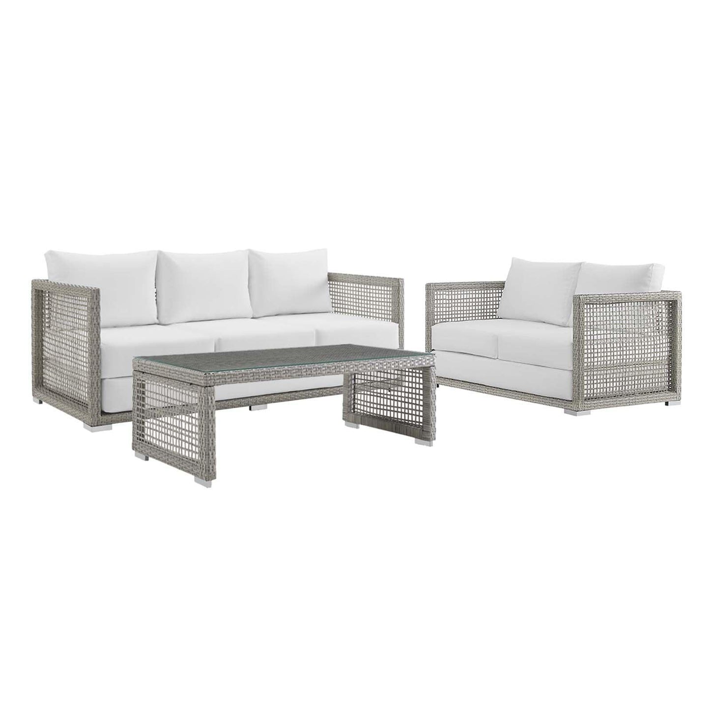 Modway Aura 3 Piece Outdoor Patio Wicker Rattan Set, EEI-3598 FredCo