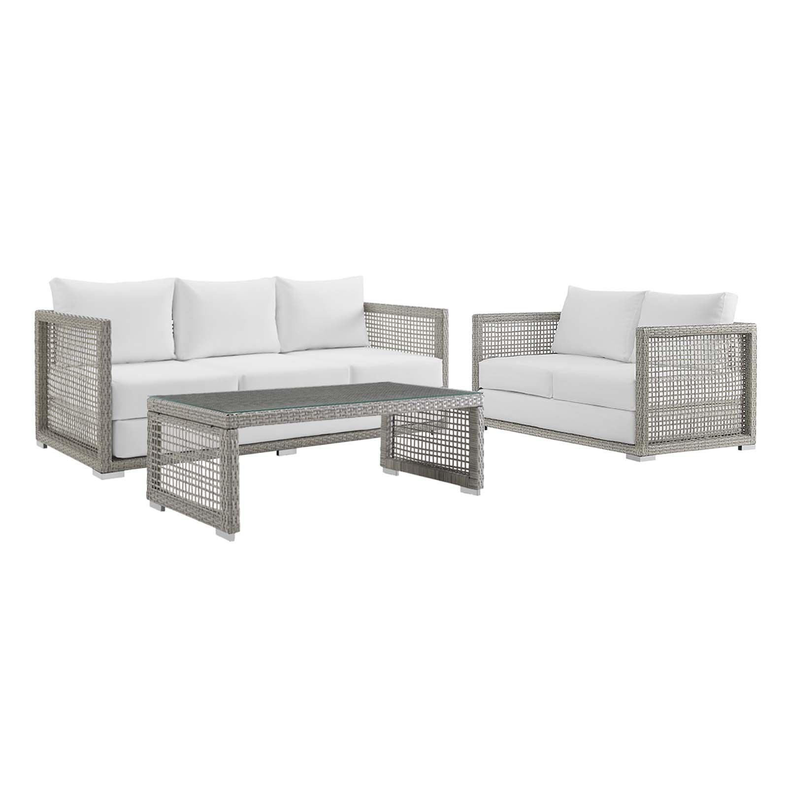 Modway Aura 3 Piece Outdoor Patio Wicker Rattan Set, EEI-3598 FredCo
