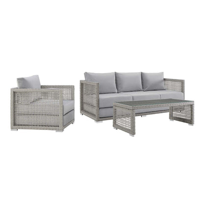 Modway Aura 3 Piece Outdoor Patio Wicker Rattan Set, EEI-3599 FredCo