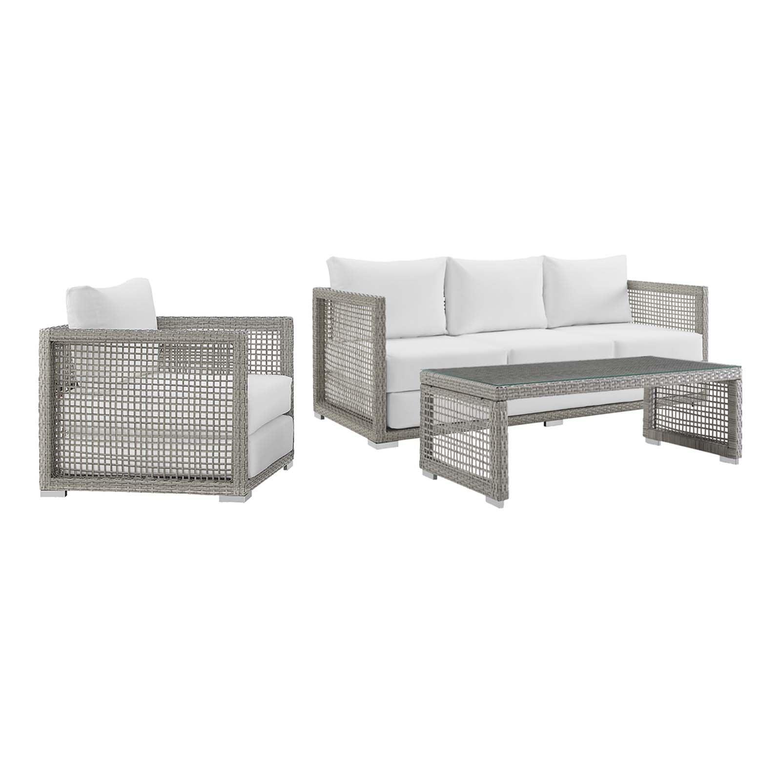 Modway Aura 3 Piece Outdoor Patio Wicker Rattan Set, EEI-3599 FredCo