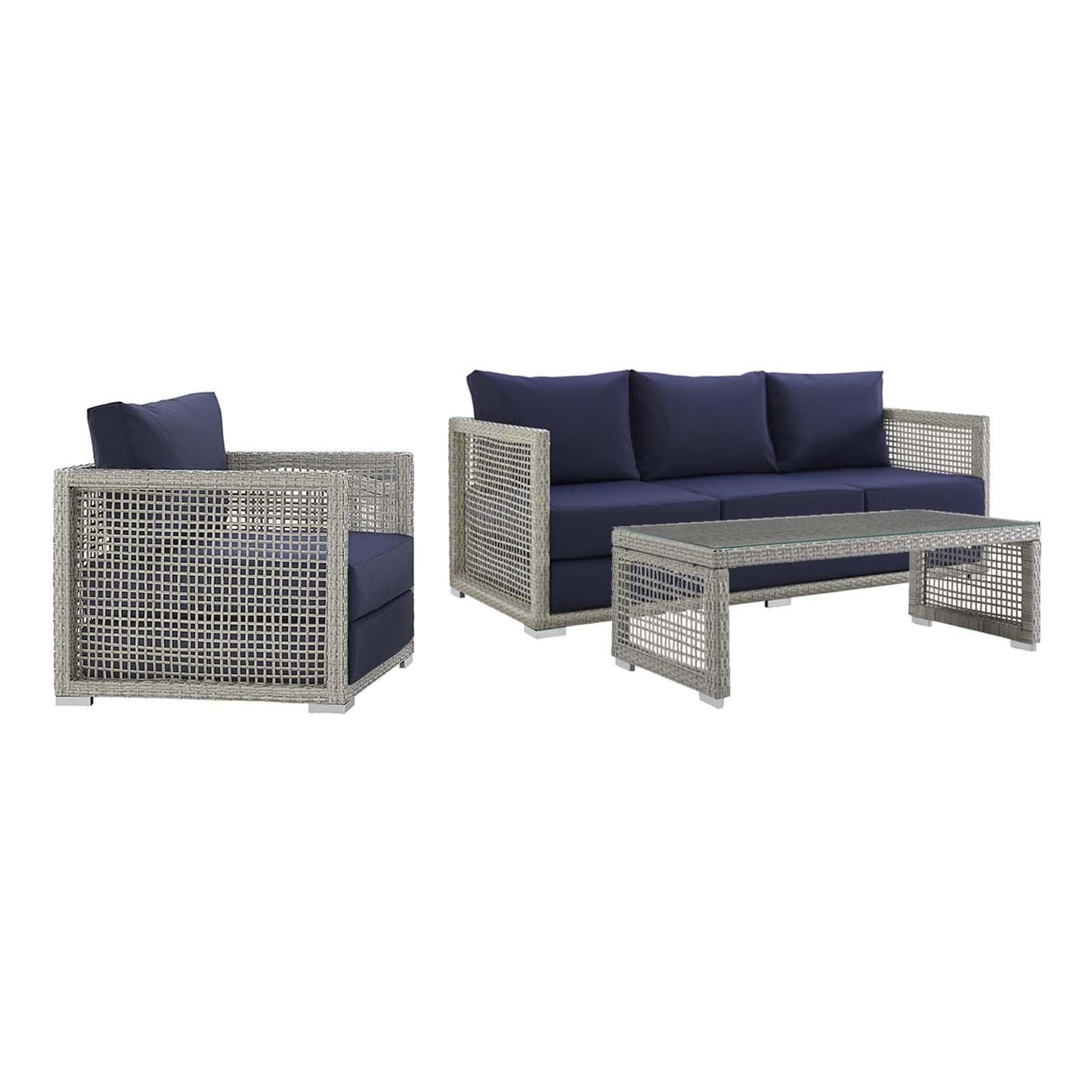 Modway Aura 3 Piece Outdoor Patio Wicker Rattan Set, EEI-3599 FredCo